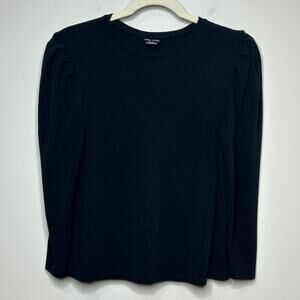 City Chic Black Puffy Shoulder Pleats Shirt Size 14/XS Long Sleeves